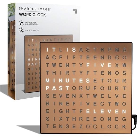 LED Light-Up Word Clock,7.75" Modern Design,Electronic Accent Wall or Desk Clock - Picture 1 of 6